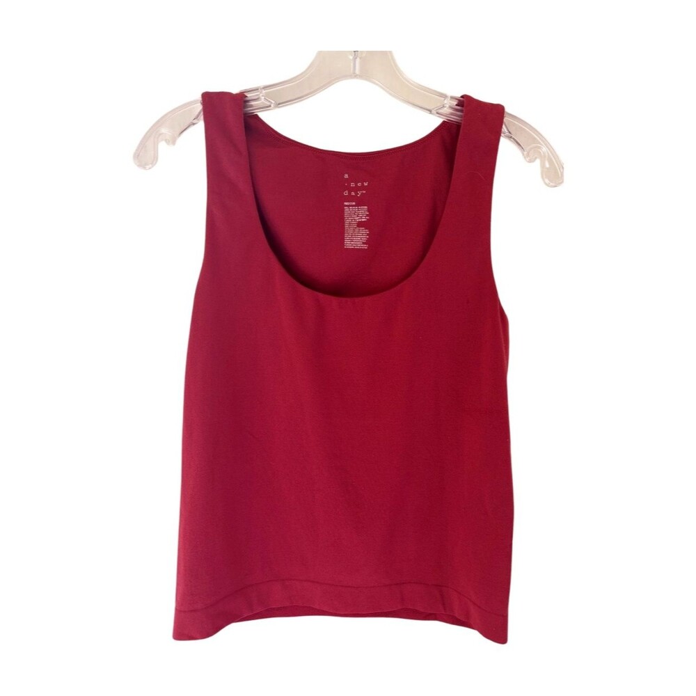 A New Day Seamless Scoop Neck Tank Top Dark Red Burgundy Medium